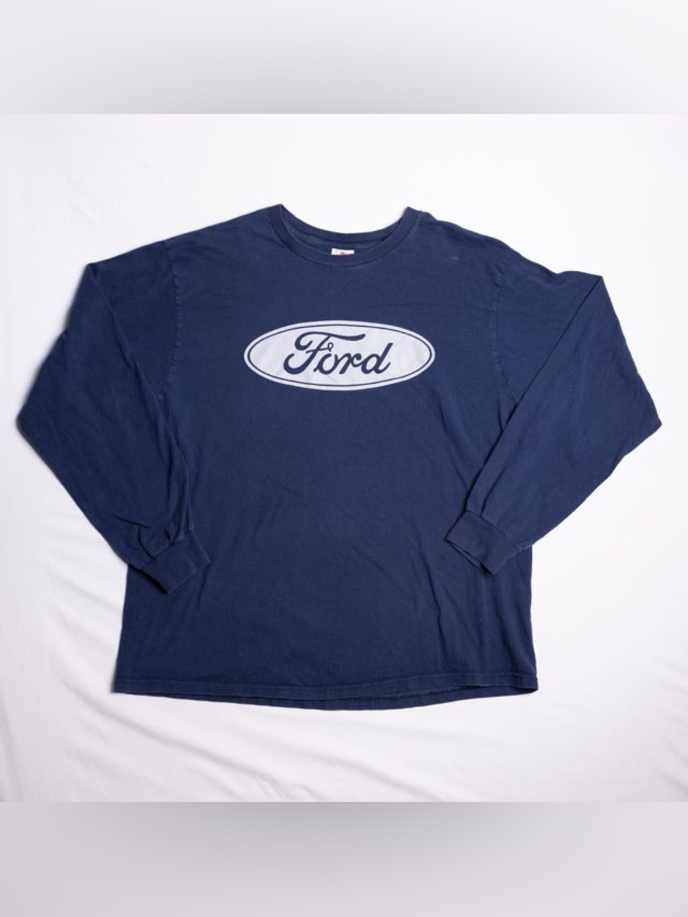 Fruit of the Loom Men's Navy Long-Sleeve Ford Logo Tee